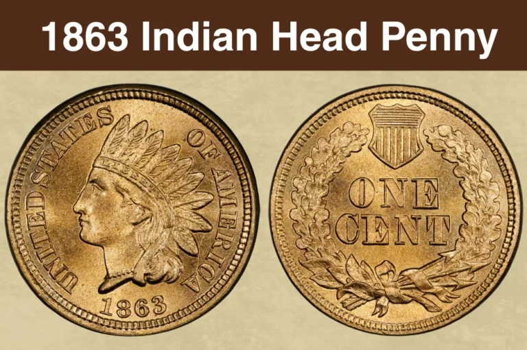 1863 Indian Head penny obverse and reverse showing Liberty portrait in feather headdress and ONE CENT wreath